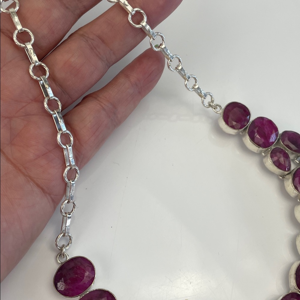 Women's Statement Ruby-Red Gemstone Collar Neckla… - image 5